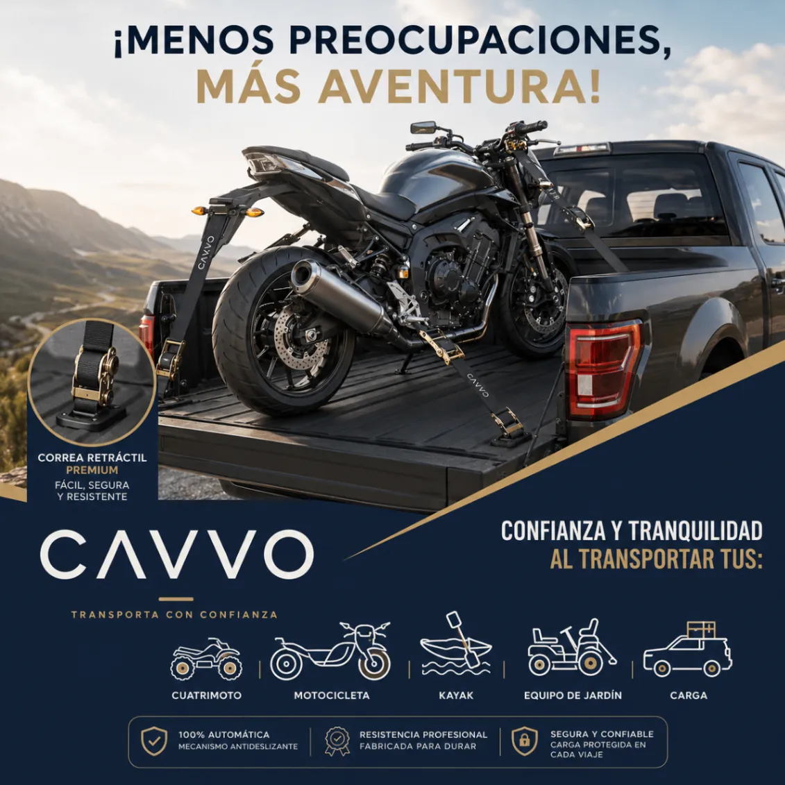 CAVVO en uso con una motocicleta